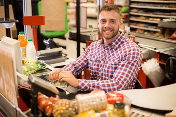 Merchant accepting cash